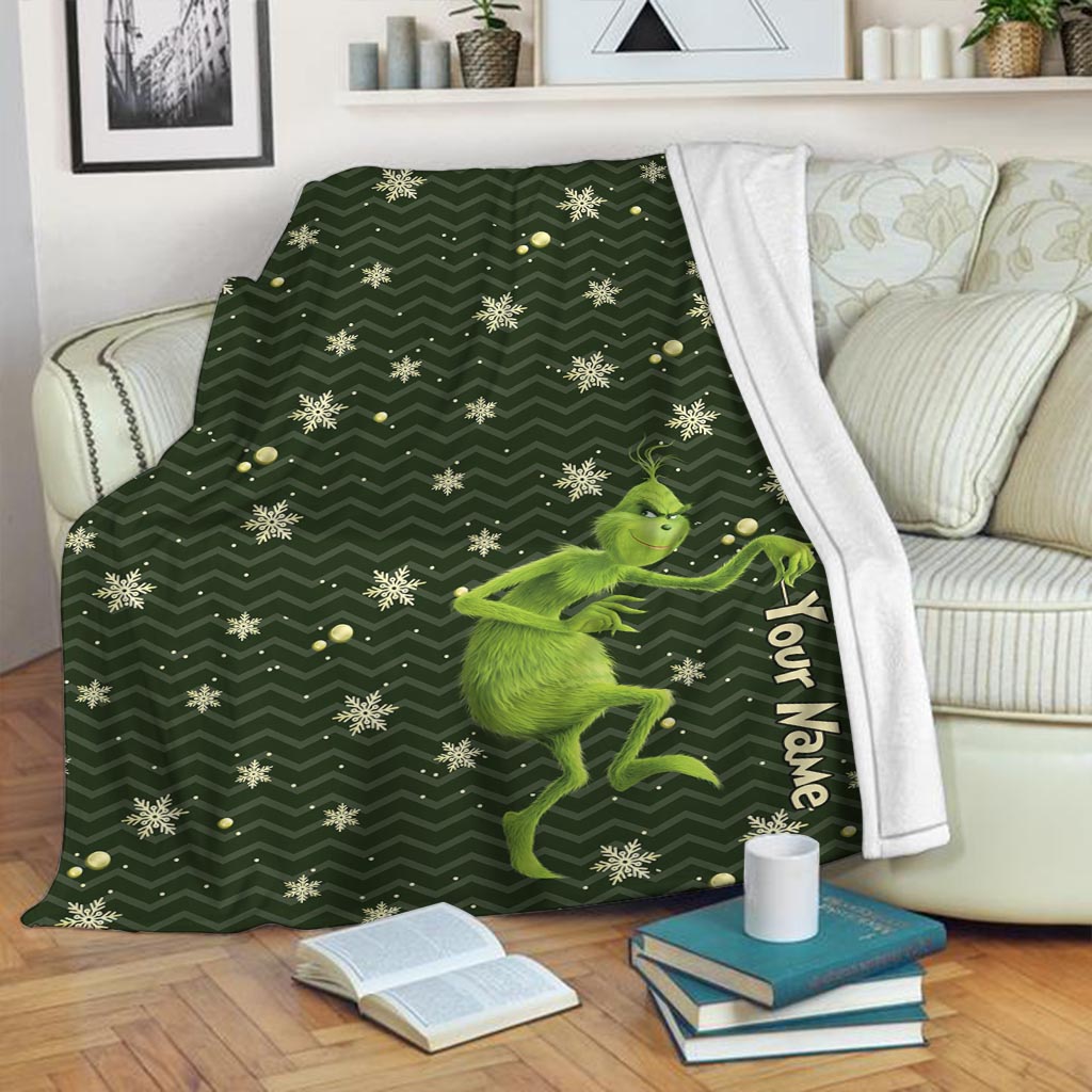 Personalized Grinch Blanket Custom Name Christmas Gift Blanket GradoCreations
