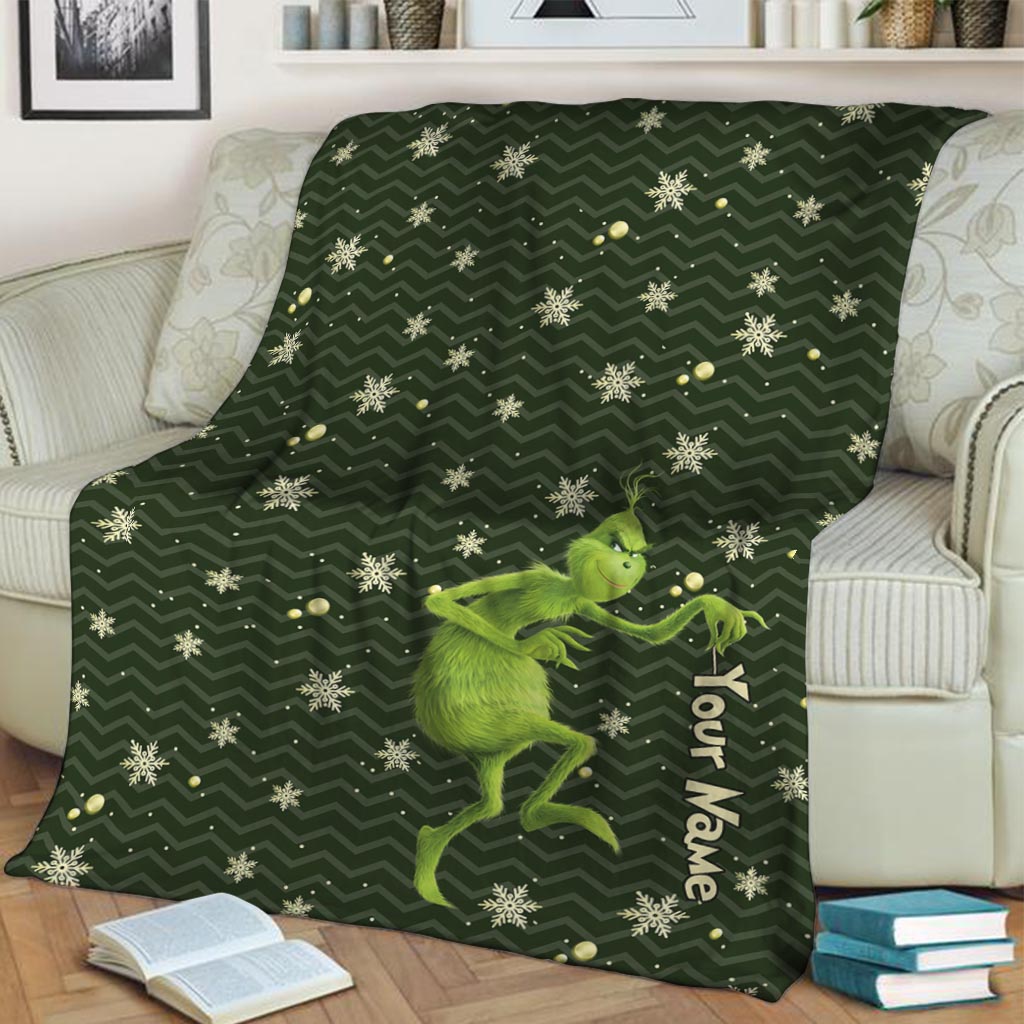 Personalized Grinch Blanket Custom Name Christmas Gift Blanket GradoCreations