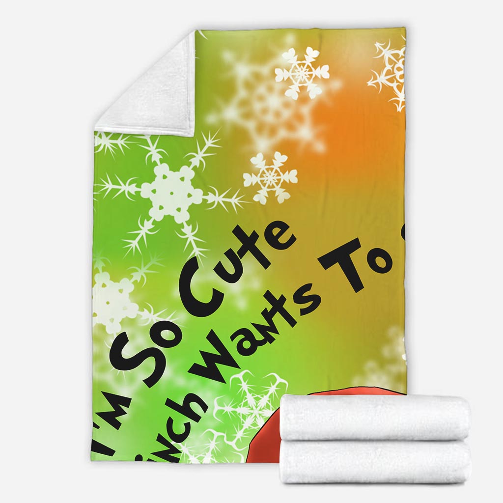 Personalized Grinch Christmas Blanket Custom Name Gift Blanket GradoCreations