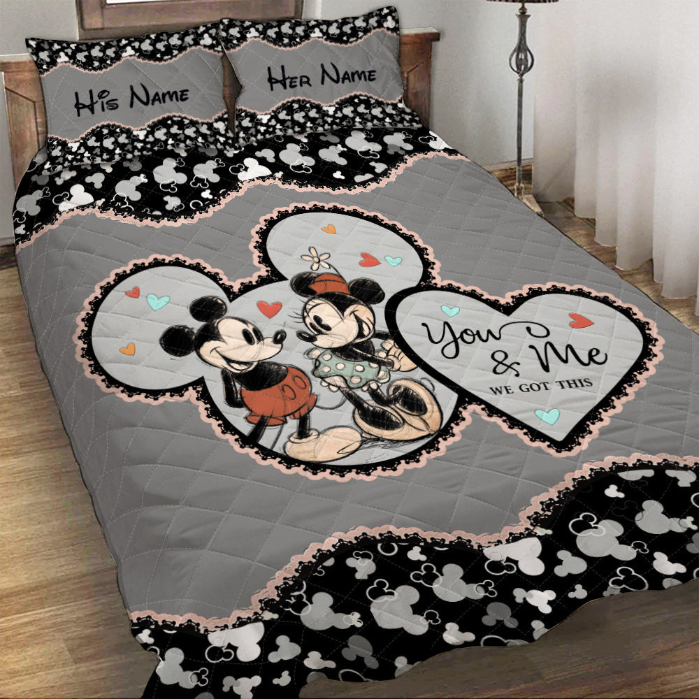 Personalized Mickey Mouse Quilt Set Custom Name Gift for Couples Quilt Set GradoCreations