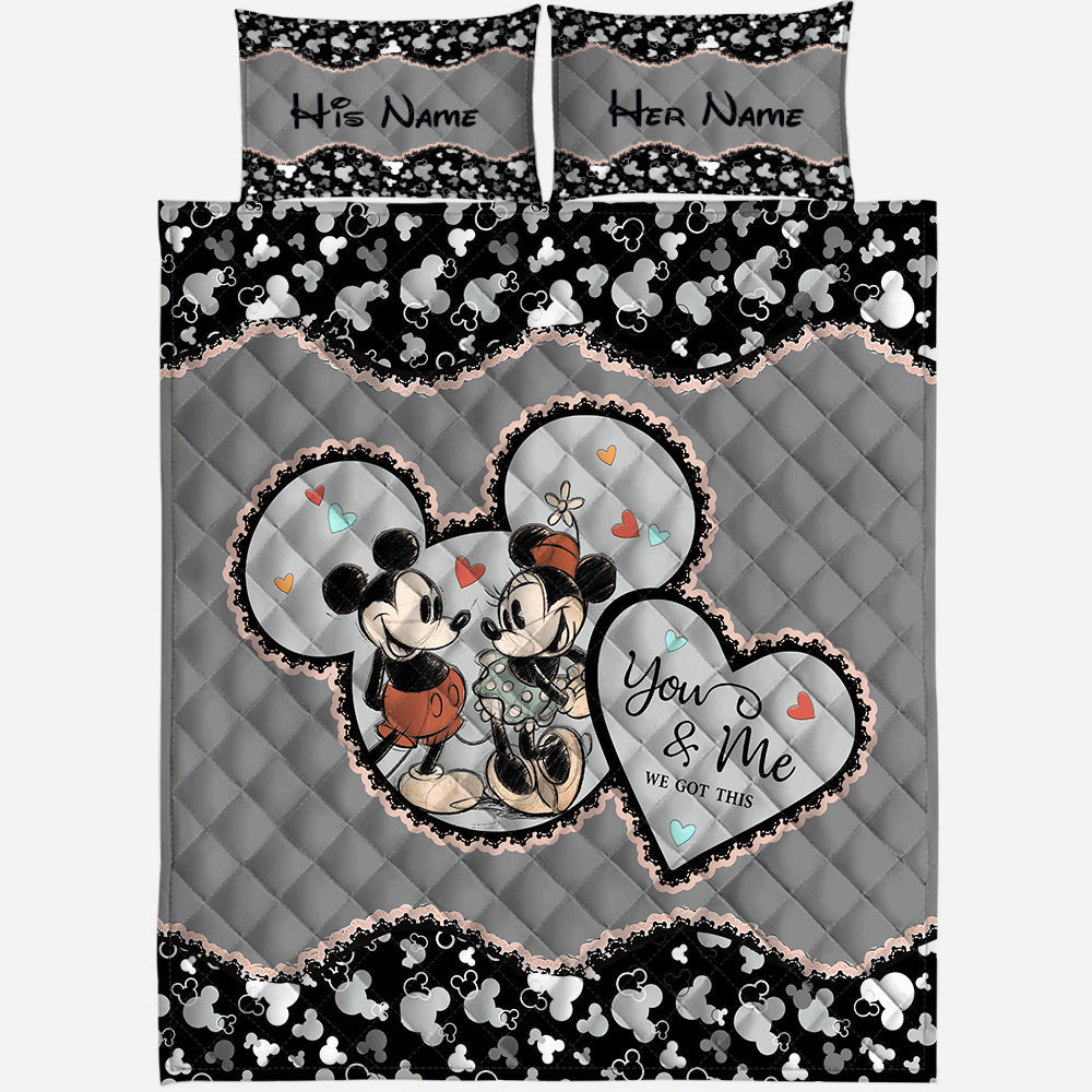 Personalized Mickey Mouse Quilt Set Custom Name Gift for Couples Quilt Set GradoCreations