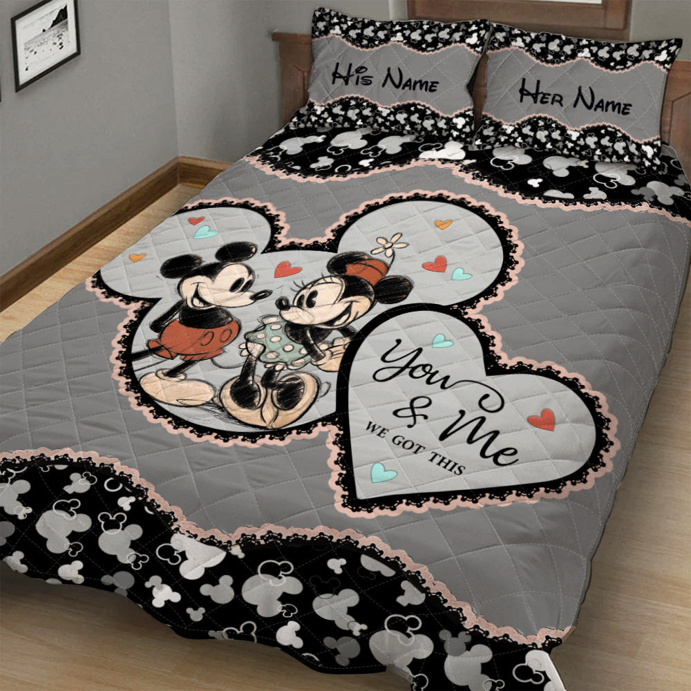 Personalized Mickey Mouse Quilt Set Custom Name Gift for Couples Quilt Set GradoCreations