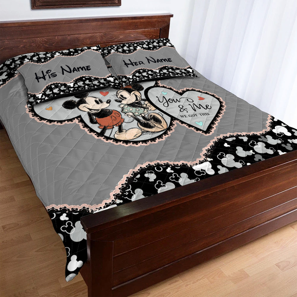 Personalized Mickey Mouse Quilt Set Custom Name Gift for Couples Quilt Set GradoCreations