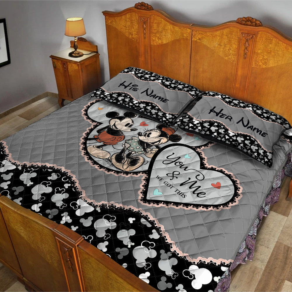 Personalized Mickey Mouse Quilt Set Custom Name Gift for Couples Quilt Set GradoCreations