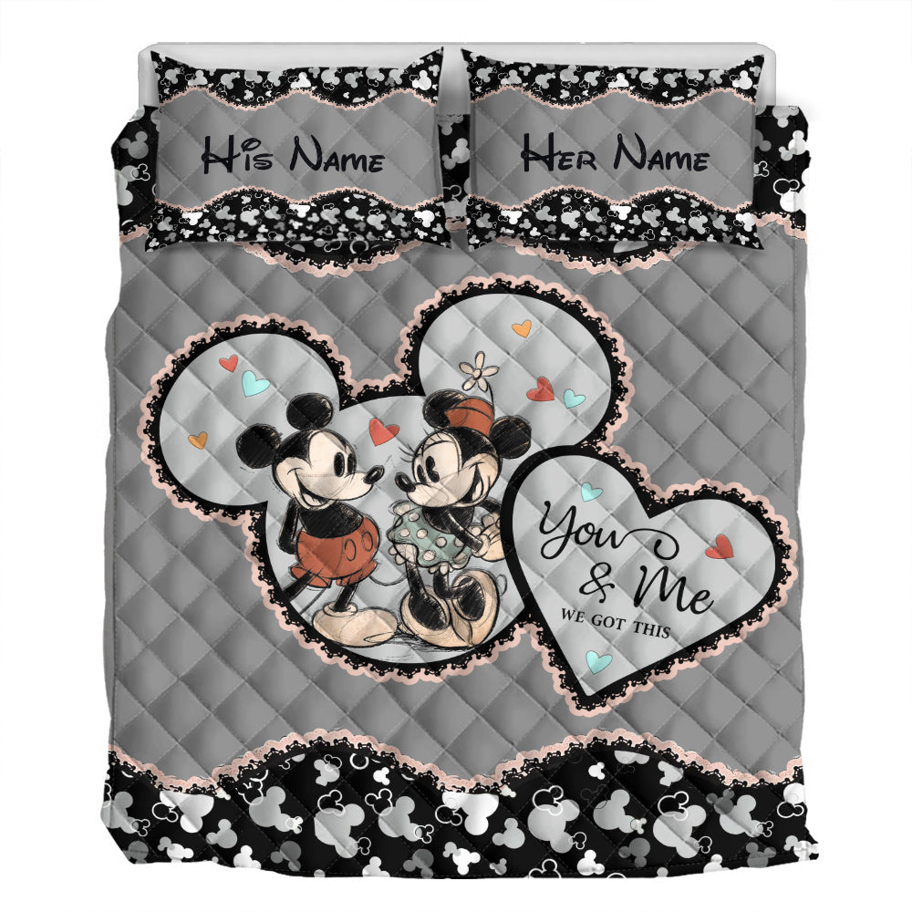 Personalized Mickey Mouse Quilt Set Custom Name Gift for Couples Quilt Set GradoCreations