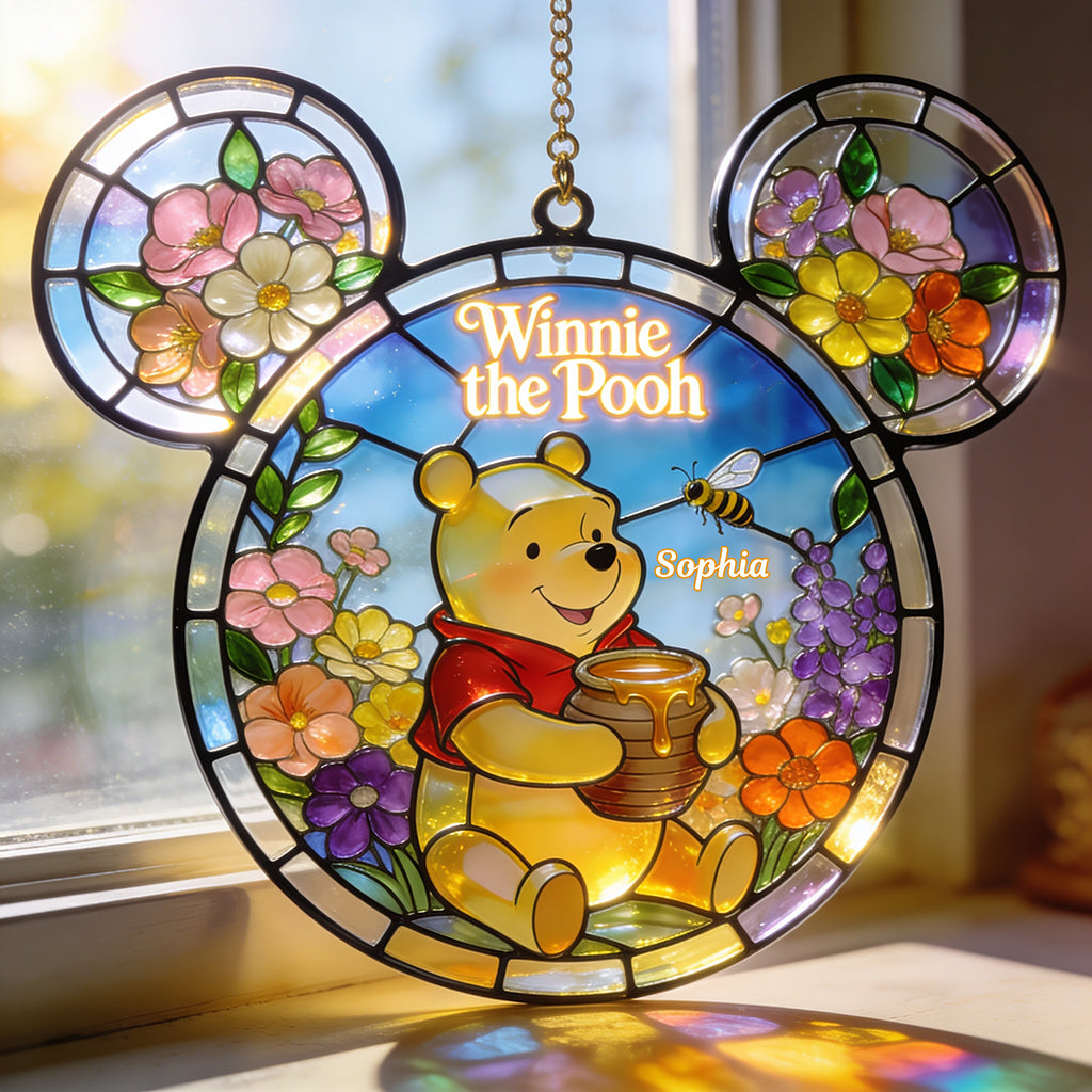 Personalized Winnie the Pooh Sun Catcher Ornament Gift for Kids Window Hanging Suncatcher Ornament GradoCreations
