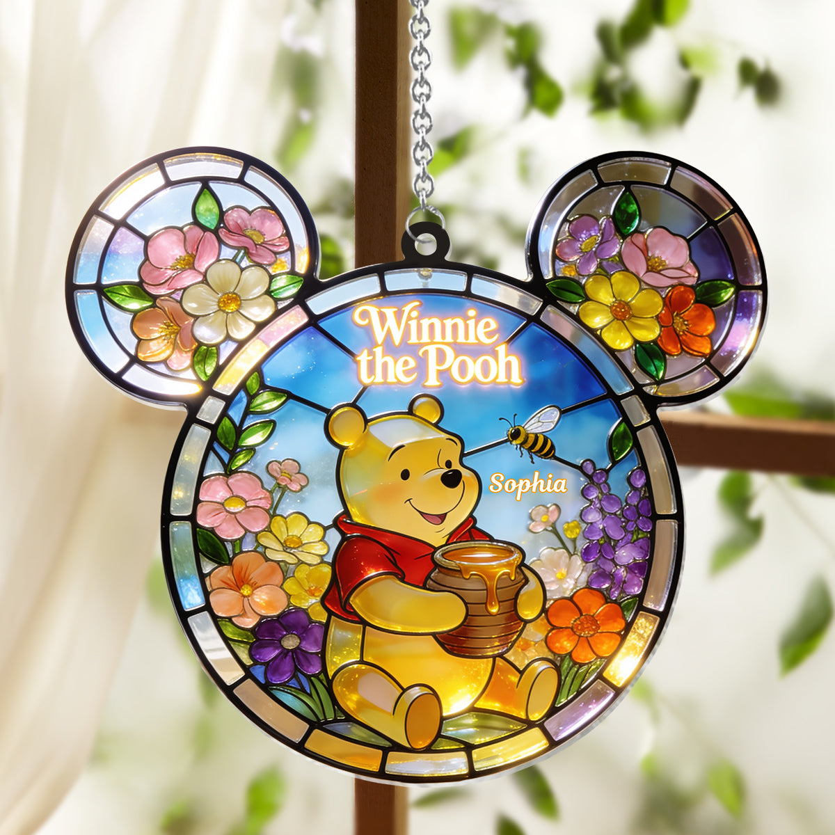 Personalized Winnie the Pooh Sun Catcher Ornament Gift for Kids Window Hanging Suncatcher Ornament GradoCreations