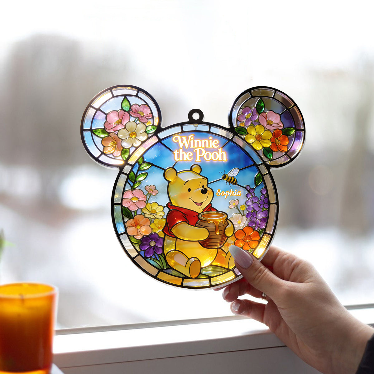 Personalized Winnie the Pooh Sun Catcher Ornament Gift for Kids Window Hanging Suncatcher Ornament GradoCreations