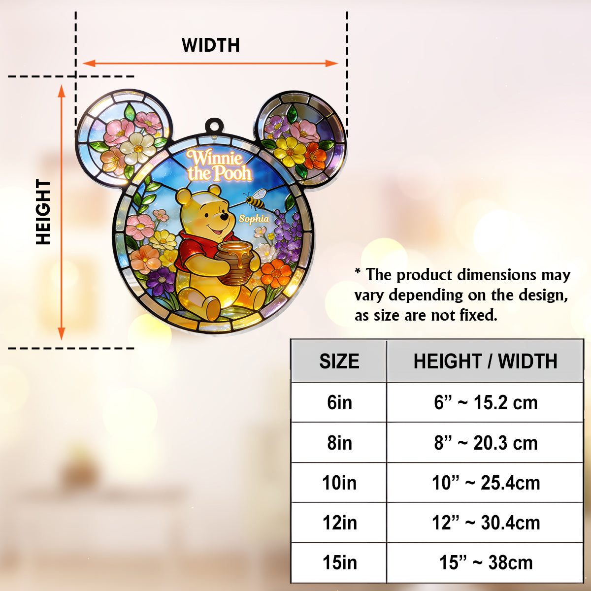 Personalized Winnie the Pooh Sun Catcher Ornament Gift for Kids Window Hanging Suncatcher Ornament GradoCreations