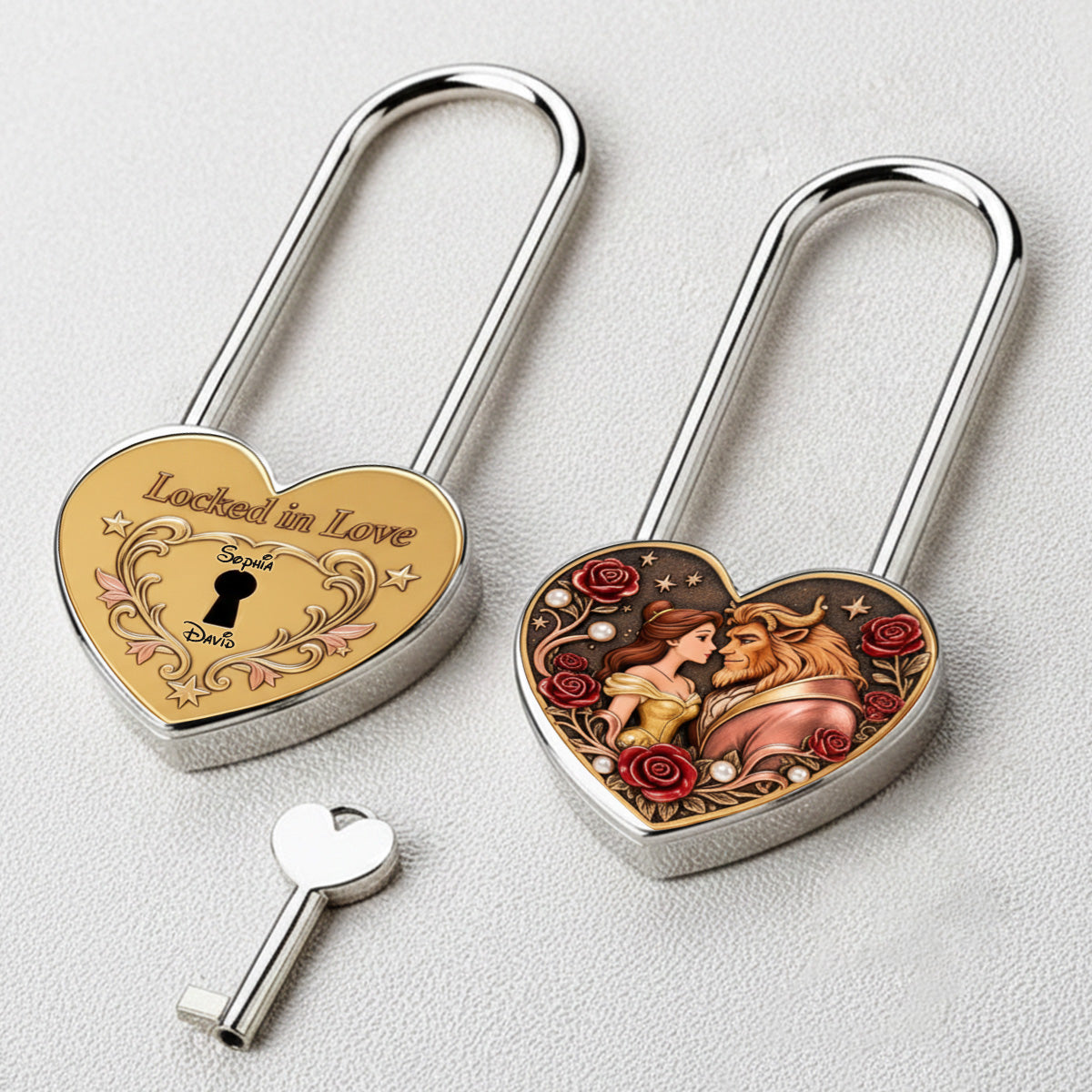 Personalized Heart Padlock Custom Name Keepsake Gift for Couples Heart Padlock GradoCreations