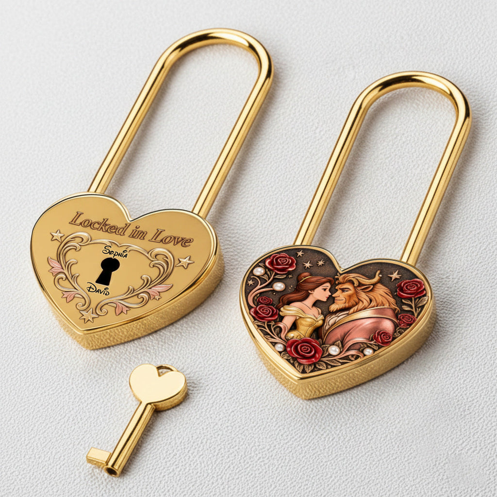 Personalized Heart Padlock Custom Name Keepsake Gift for Couples Heart Padlock GradoCreations