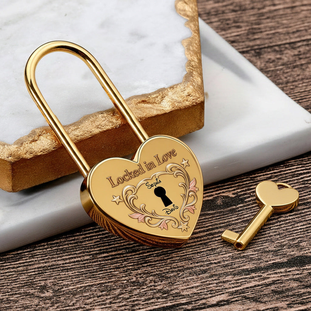 Personalized Heart Padlock Custom Name Keepsake Gift for Couples Heart Padlock GradoCreations