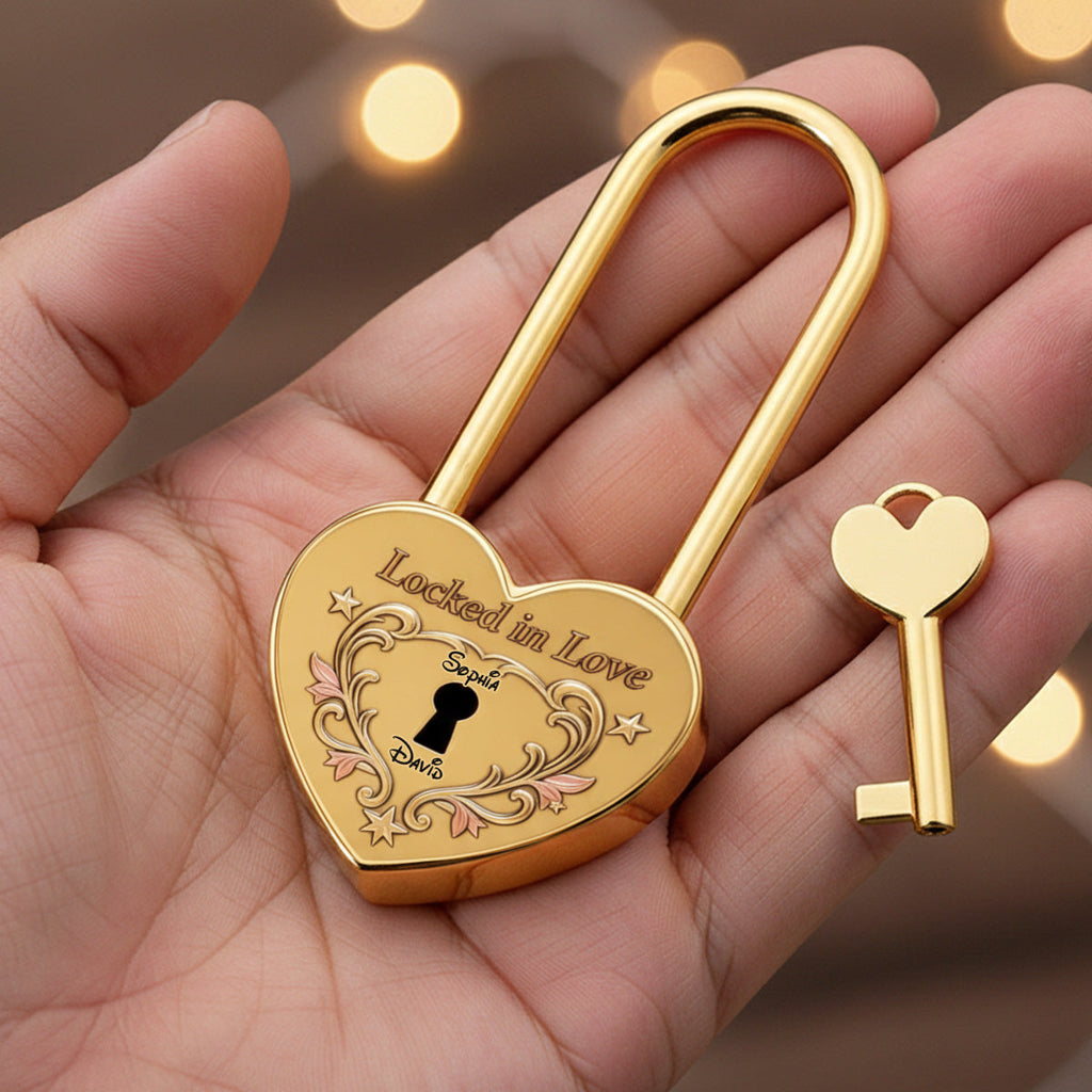 Personalized Heart Padlock Custom Name Keepsake Gift for Couples Heart Padlock GradoCreations