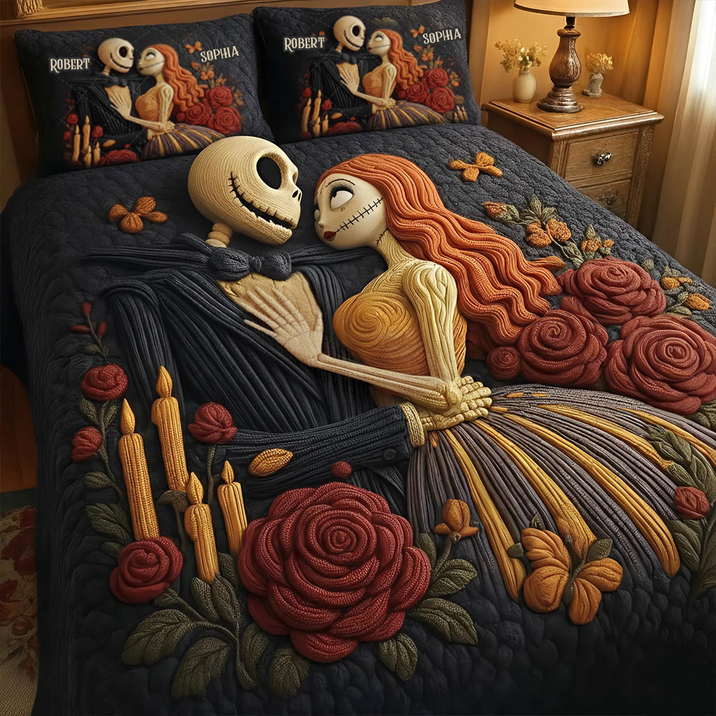 Personalized Nightmare Before Christmas Quilt Set for Couples Quilt Set GradoCreations