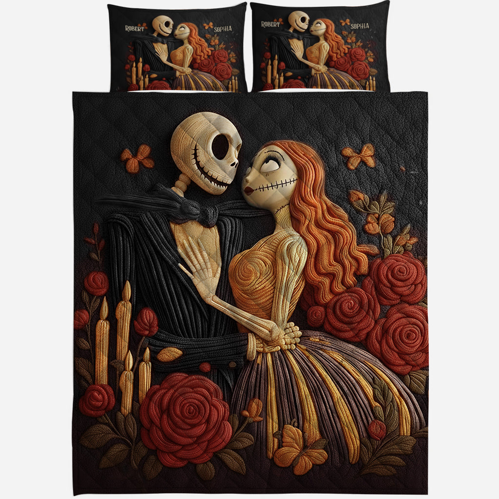 Personalized Nightmare Before Christmas Quilt Set for Couples Quilt Set GradoCreations