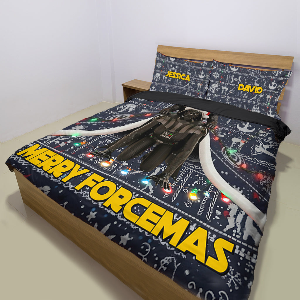 Personalized Merry Forcemas Bedding Set with Custom Names for Christmas Bedding Set GradoCreations