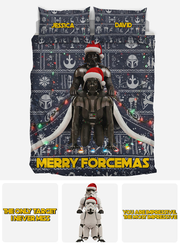 Personalized Merry Forcemas Bedding Set with Custom Names for Christmas Bedding Set GradoCreations