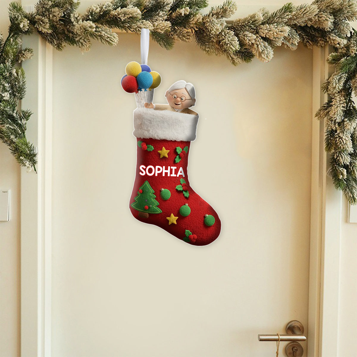 Personalized Couple Christmas Stockings Custom Names Holiday Decor Shaped Christmas Stocking GradoCreations