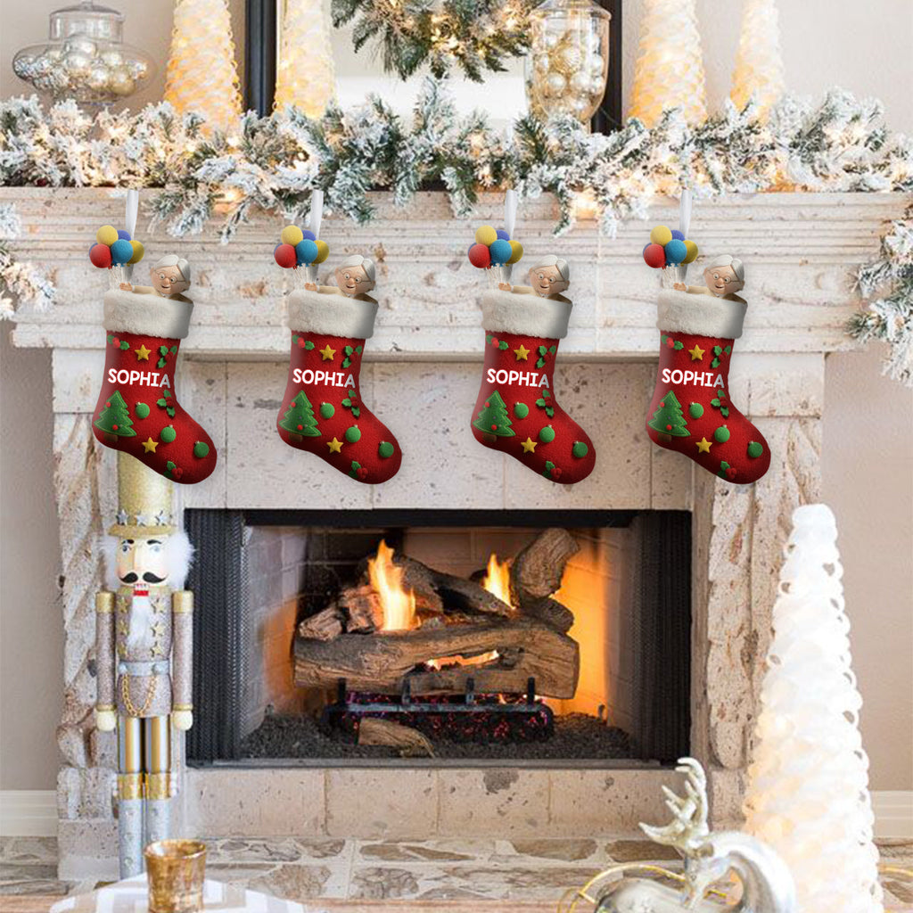 Personalized Couple Christmas Stockings Custom Names Holiday Decor Shaped Christmas Stocking GradoCreations