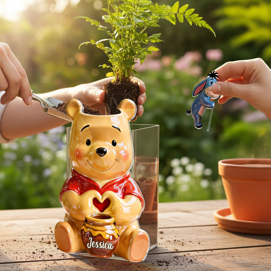 Personalized Honey Bear Acrylic Pot & Stake Gift for Mom Acrylic Pot & Stake GradoCreations