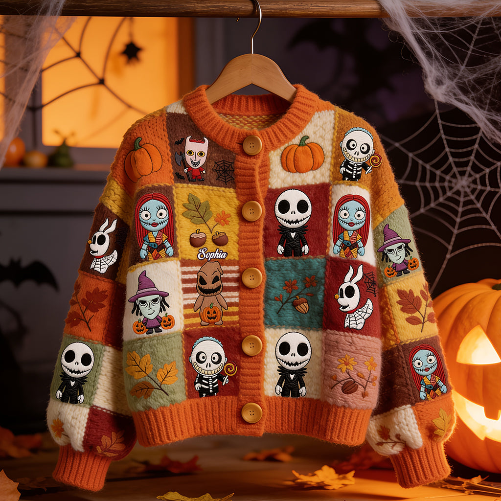 Personalized Nightmare Cardigan Sweater for Halloween | Custom Name Gift Cardigan Sweater GradoCreations
