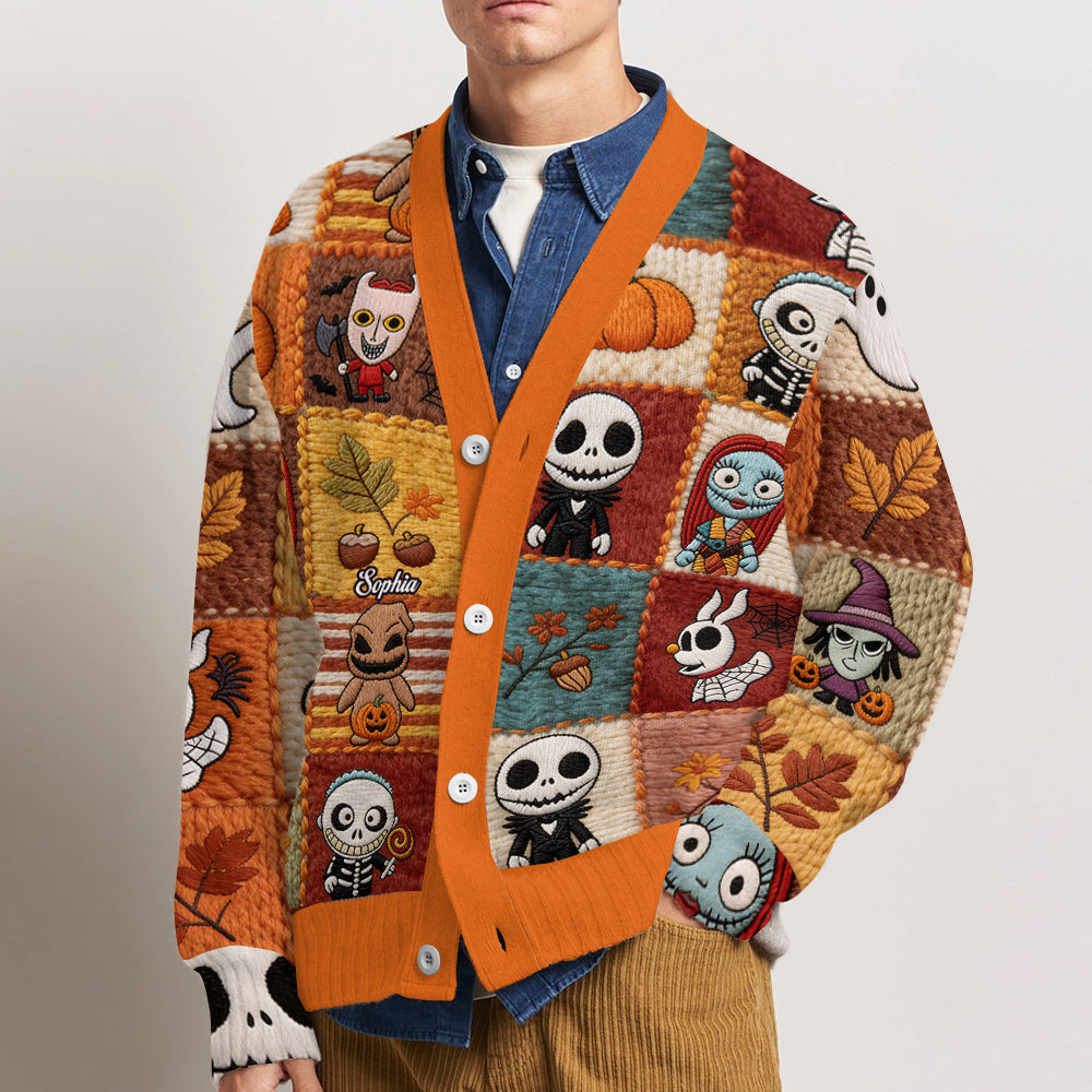 Personalized Nightmare Cardigan Sweater for Halloween | Custom Name Gift Cardigan Sweater GradoCreations