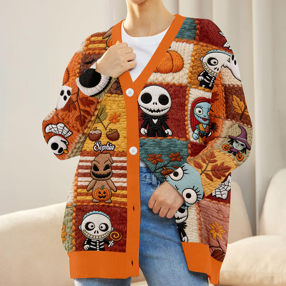 Personalized Nightmare Cardigan Sweater for Halloween | Custom Name Gift Cardigan Sweater GradoCreations