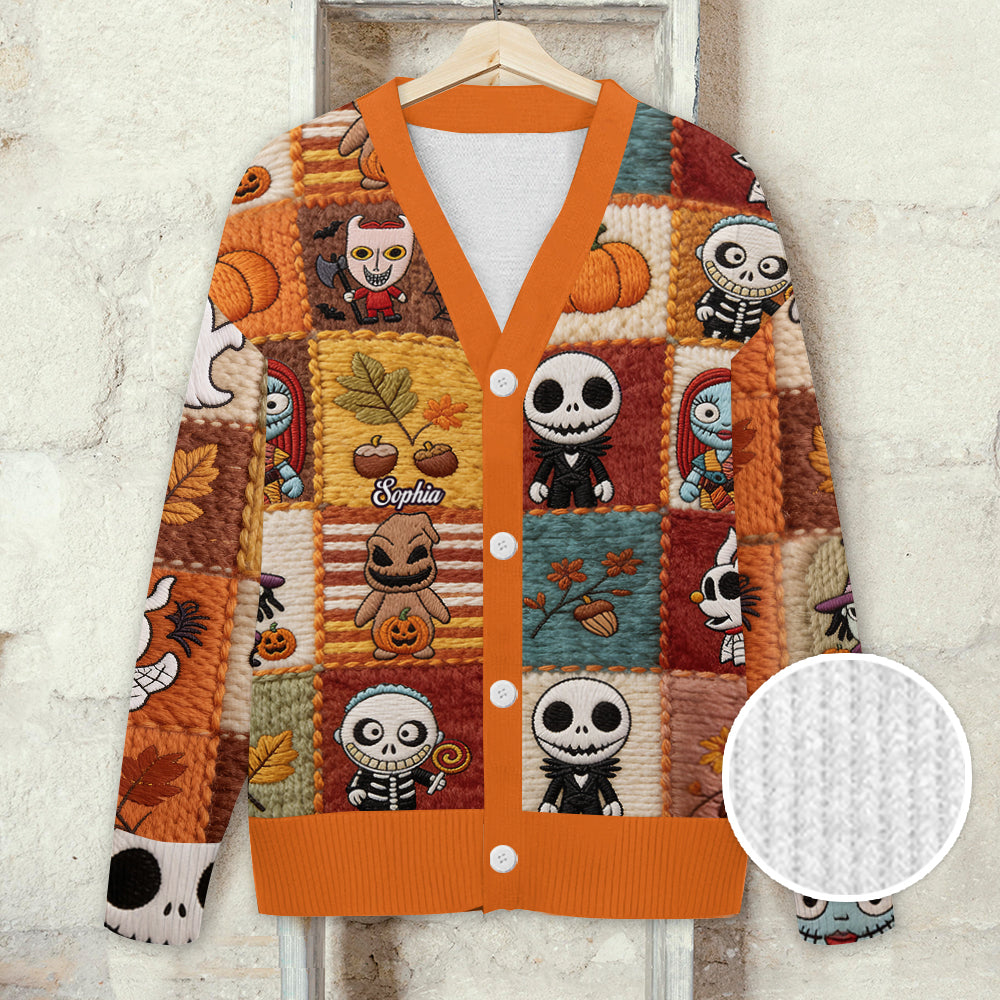 Personalized Nightmare Cardigan Sweater for Halloween | Custom Name Gift Cardigan Sweater GradoCreations