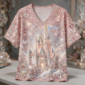 Personalized Magic Castle V-Neck T-Shirt Custom Name Gift Fully Printed V-Neck T-Shirt GradoCreations