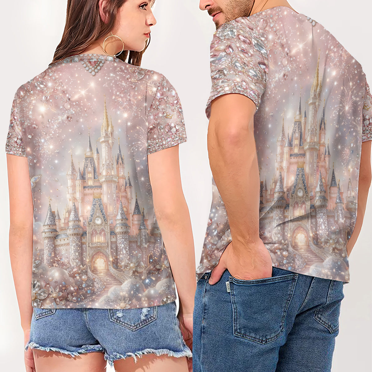 Personalized Magic Castle V-Neck T-Shirt Custom Name Gift Fully Printed V-Neck T-Shirt GradoCreations