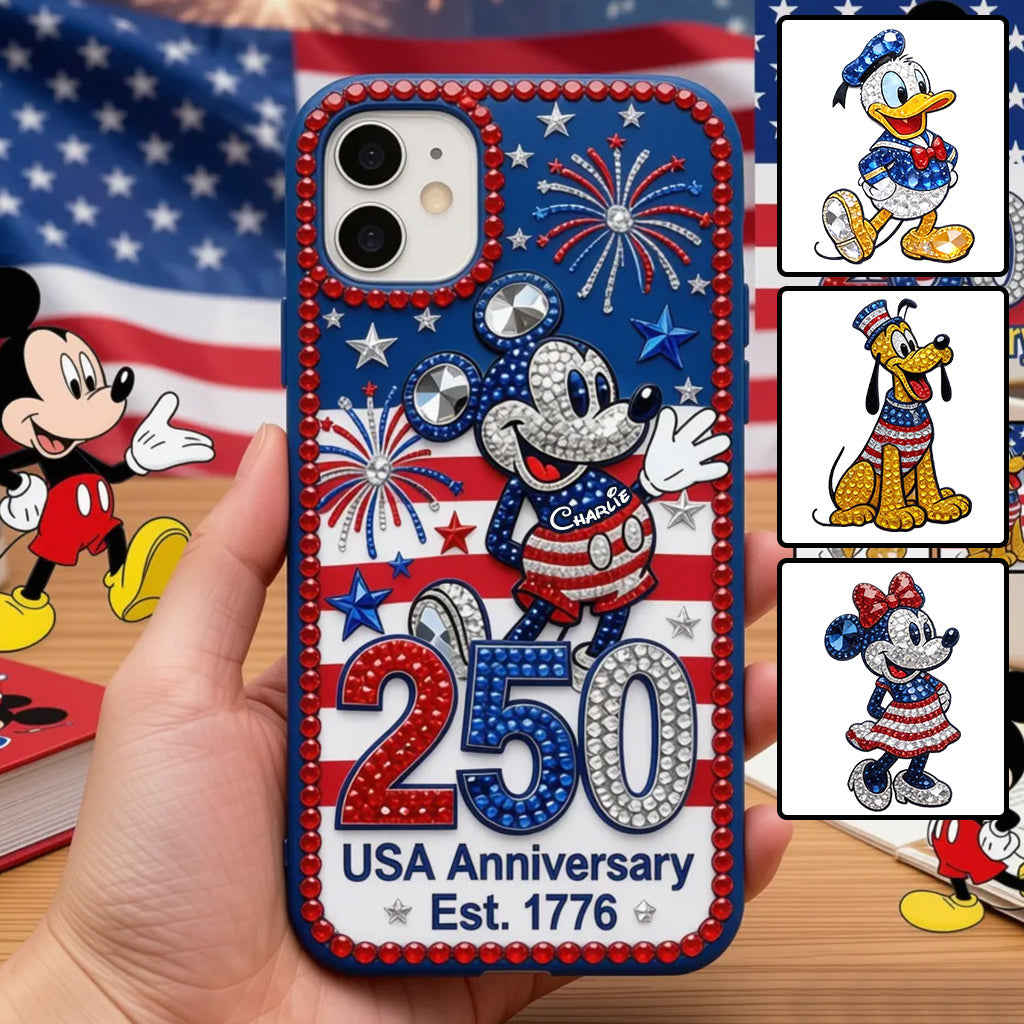 Personalized Mickey Mouse Phone Case USA Anniversary Gift for Patriots