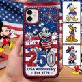 Personalized Mickey Mouse Phone Case USA Anniversary Gift for Patriots