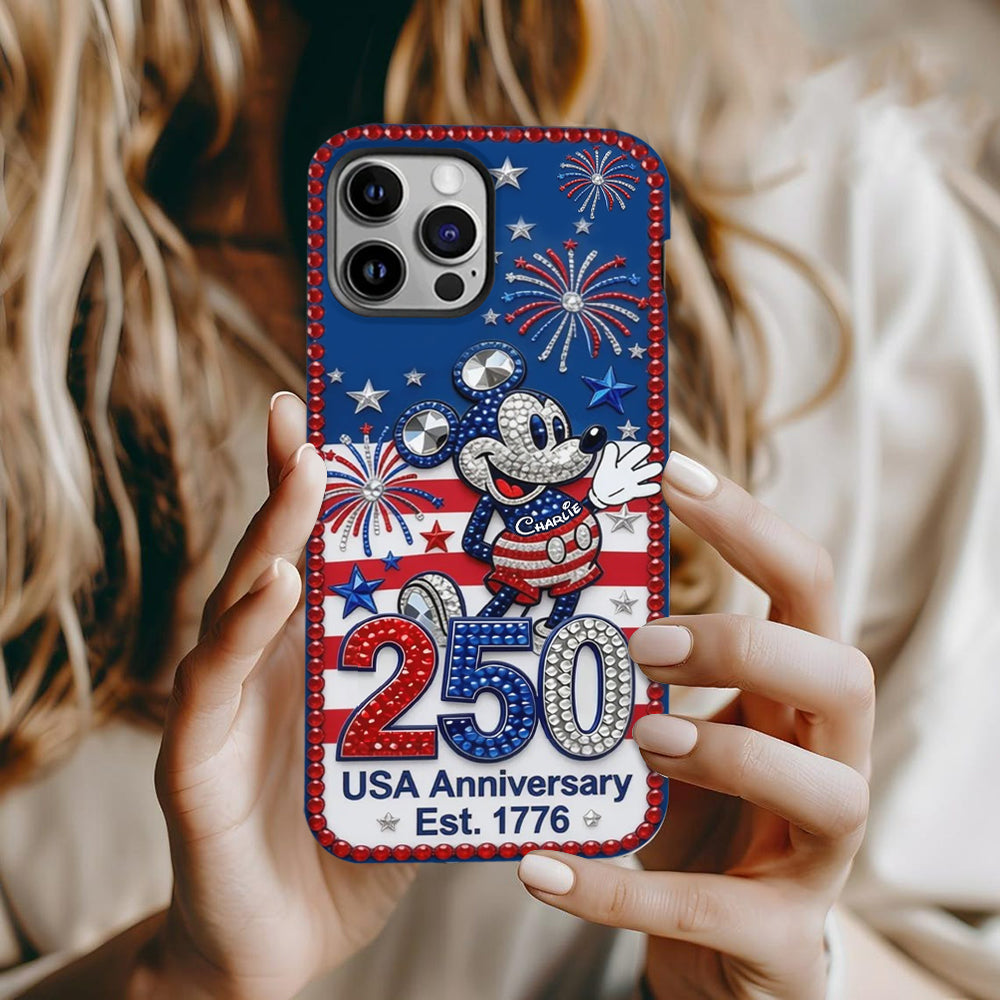 Personalized Mickey Mouse Phone Case USA Anniversary Gift for Patriots