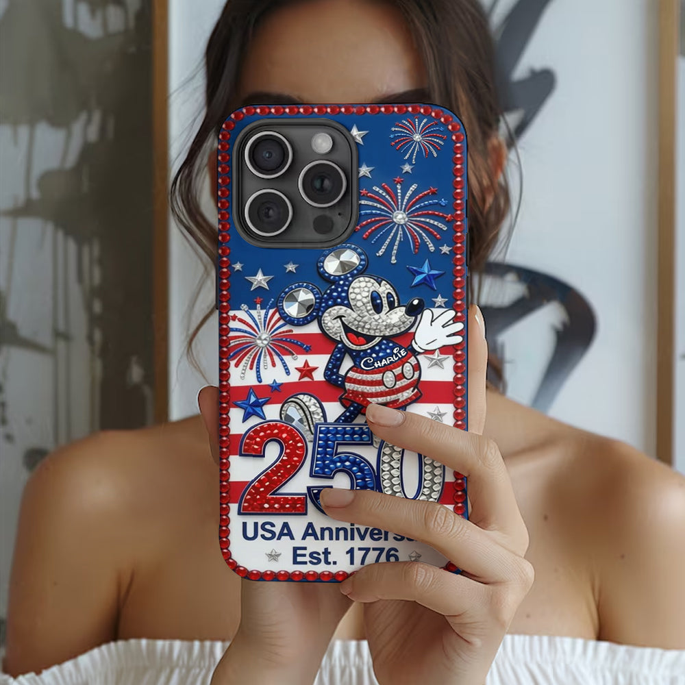 Personalized Mickey Mouse Phone Case USA Anniversary Gift for Patriots