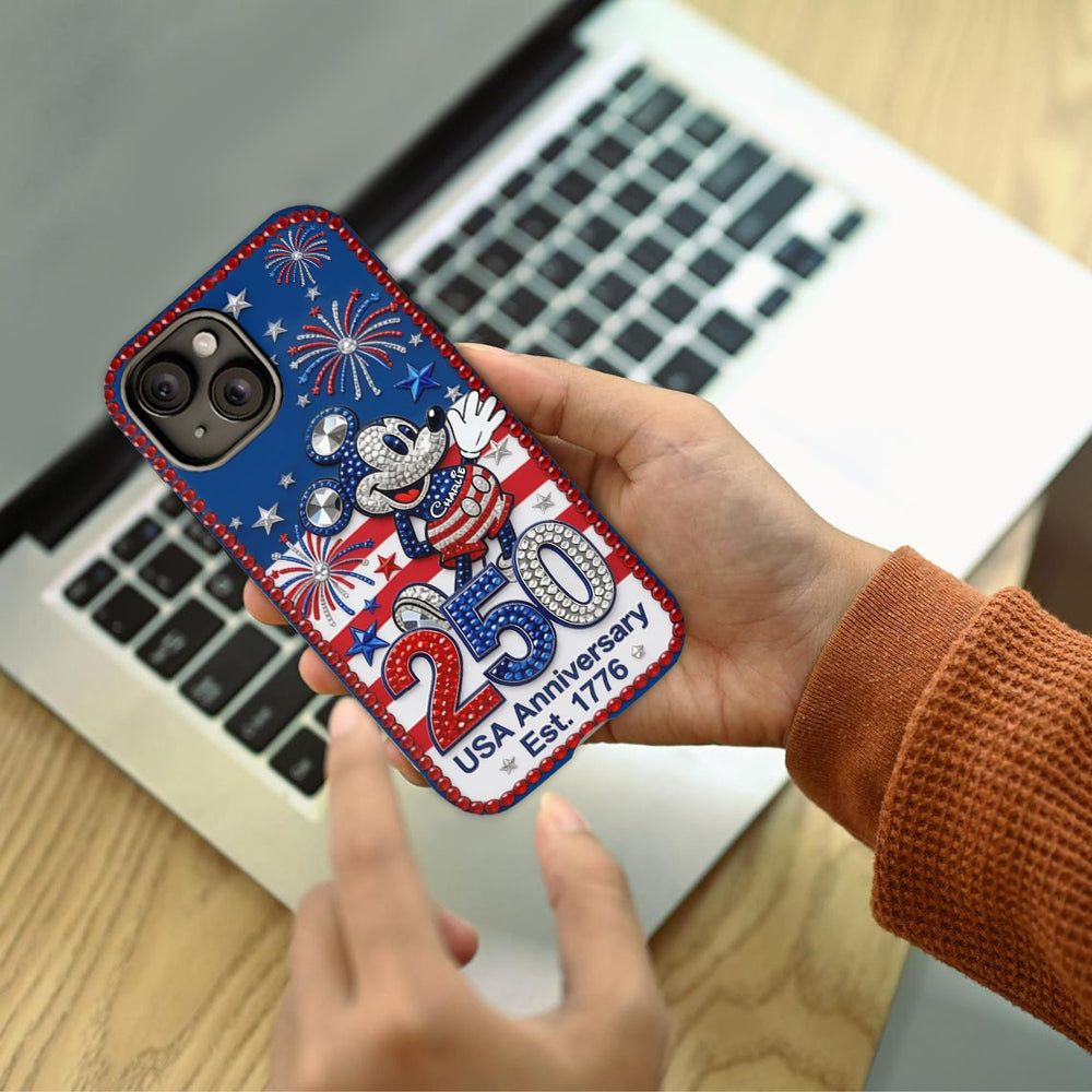 Personalized Mickey Mouse Phone Case USA Anniversary Gift for Patriots