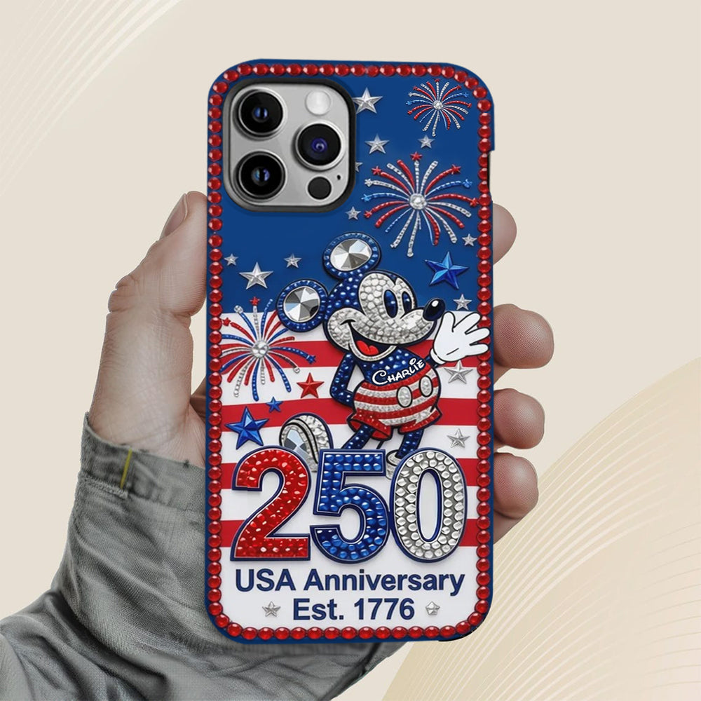 Personalized Mickey Mouse Phone Case USA Anniversary Gift for Patriots