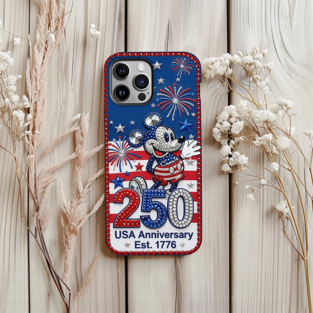 Personalized Mickey Mouse Phone Case USA Anniversary Gift for Patriots