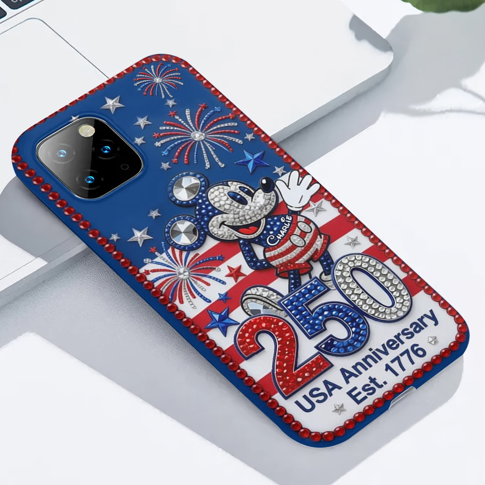 Personalized Mickey Mouse Phone Case USA Anniversary Gift for Patriots