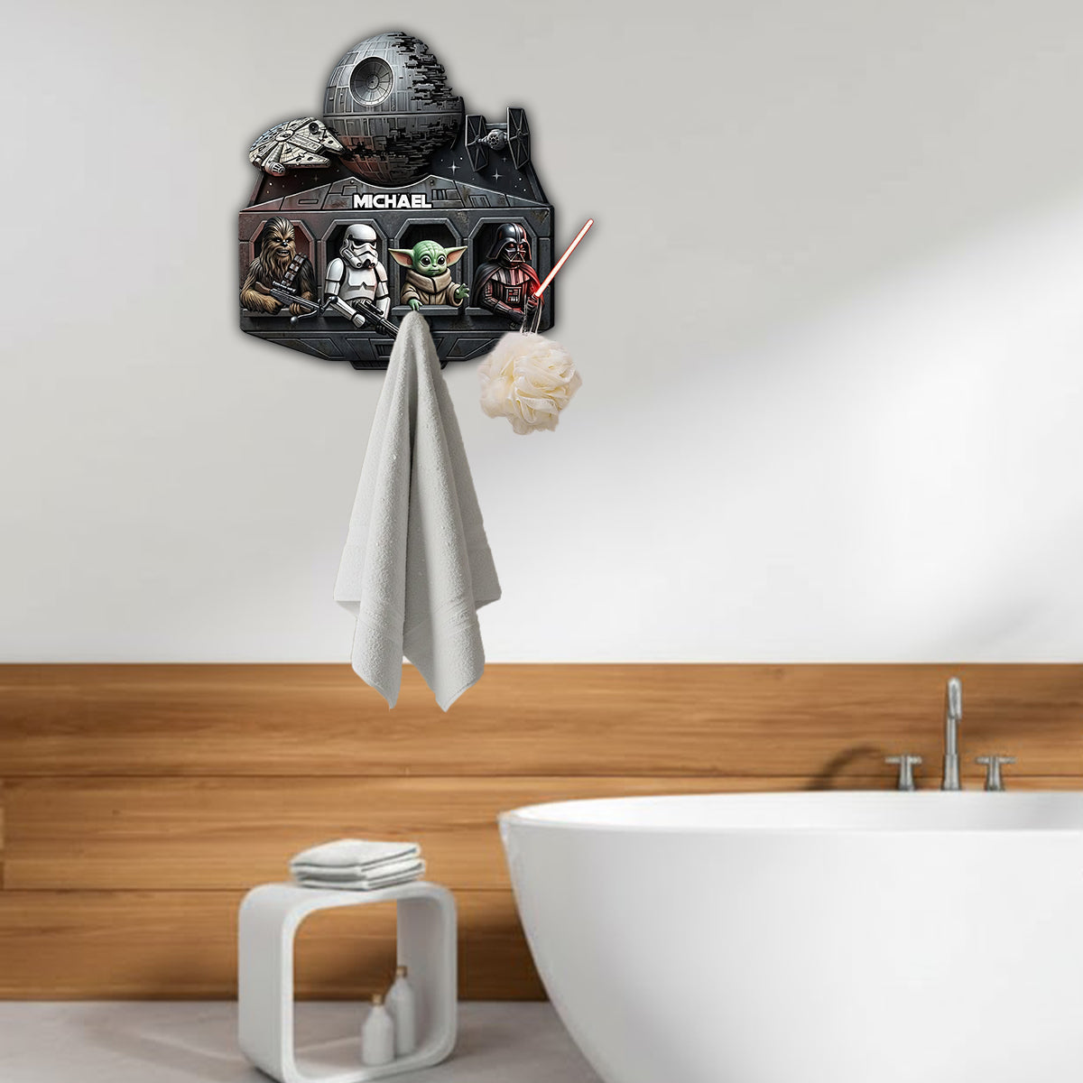 Personalized Star Wars Shaped Hanging Organizer with Hooks Shaped Hanging Organizer GradoCreations