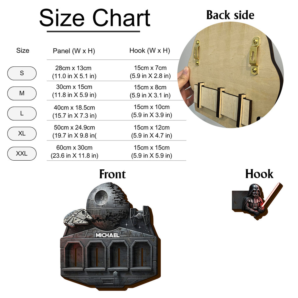 Personalized Star Wars Shaped Hanging Organizer with Hooks Shaped Hanging Organizer GradoCreations
