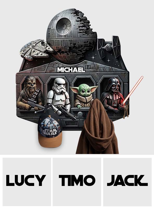 Personalized Star Wars Shaped Hanging Organizer with Hooks Shaped Hanging Organizer GradoCreations