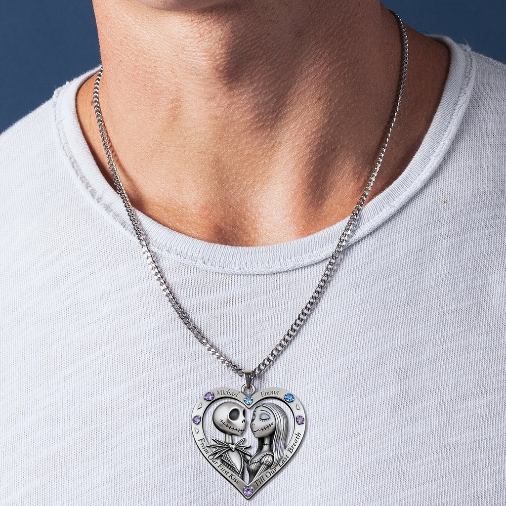 Personalized Nightmare Shaped Metal Pendant Necklace for Couples Shaped Metal Pendant Necklace GradoCreations