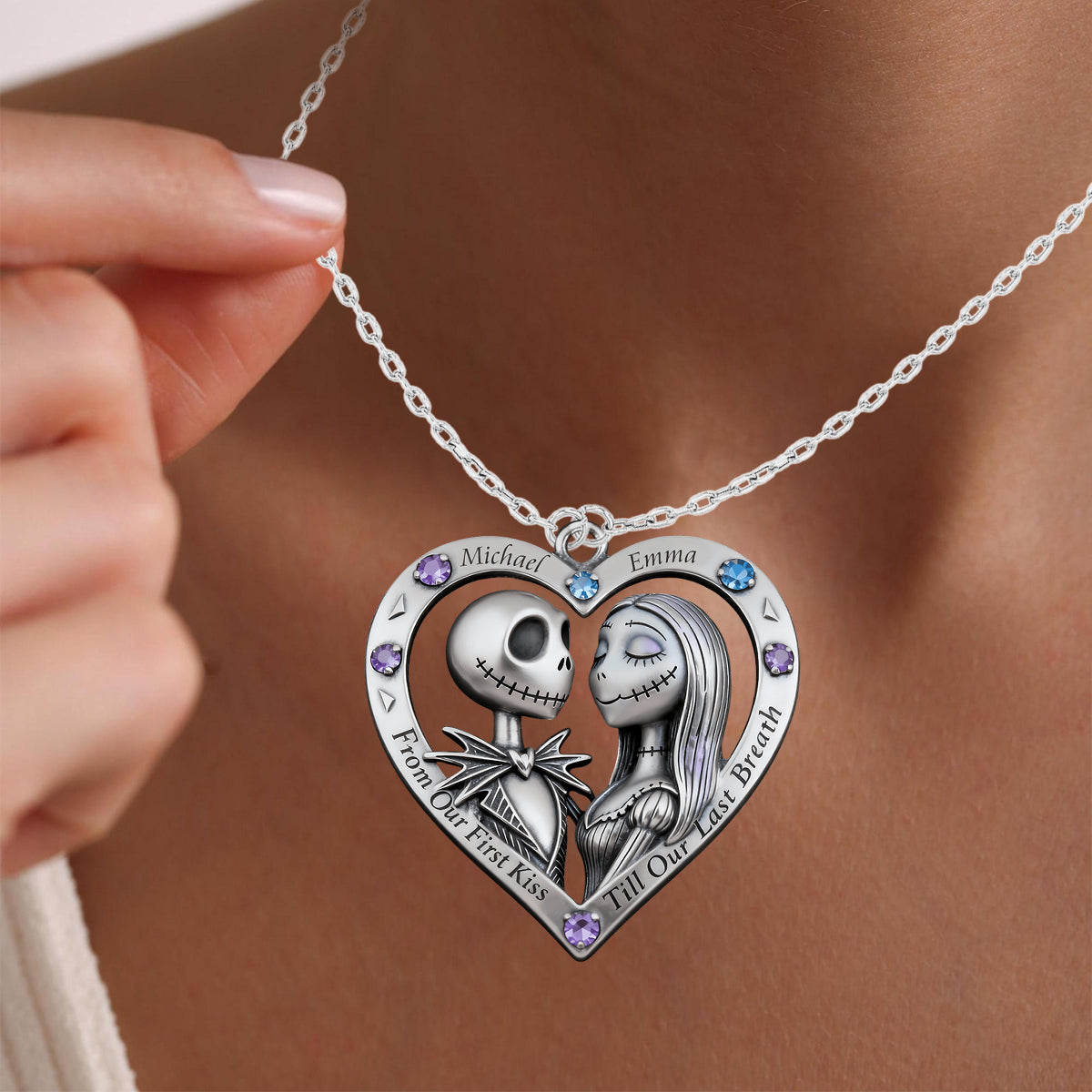 Personalized Nightmare Shaped Metal Pendant Necklace for Couples Shaped Metal Pendant Necklace GradoCreations