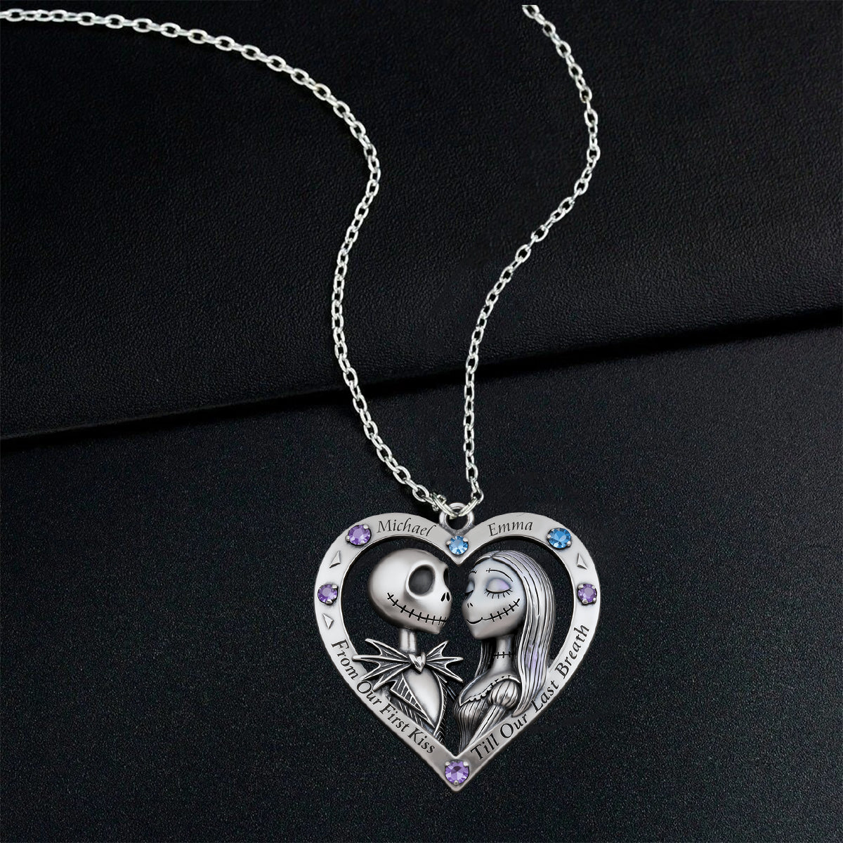 Personalized Nightmare Shaped Metal Pendant Necklace for Couples Shaped Metal Pendant Necklace GradoCreations