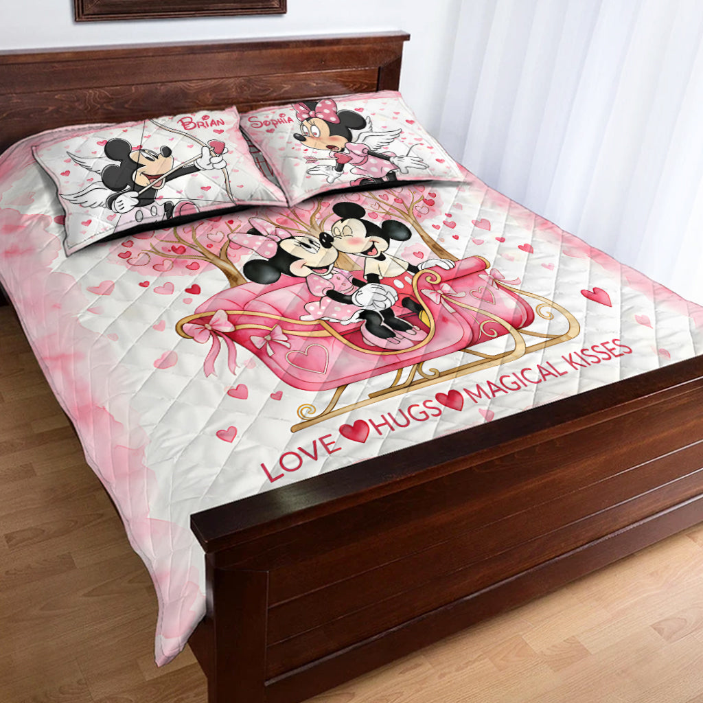 Personalized Mouse Quilt Set with Cute Love Design for Couples Quilt Set GradoCreations