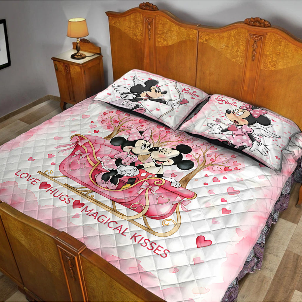 Personalized Mouse Quilt Set with Cute Love Design for Couples Quilt Set GradoCreations