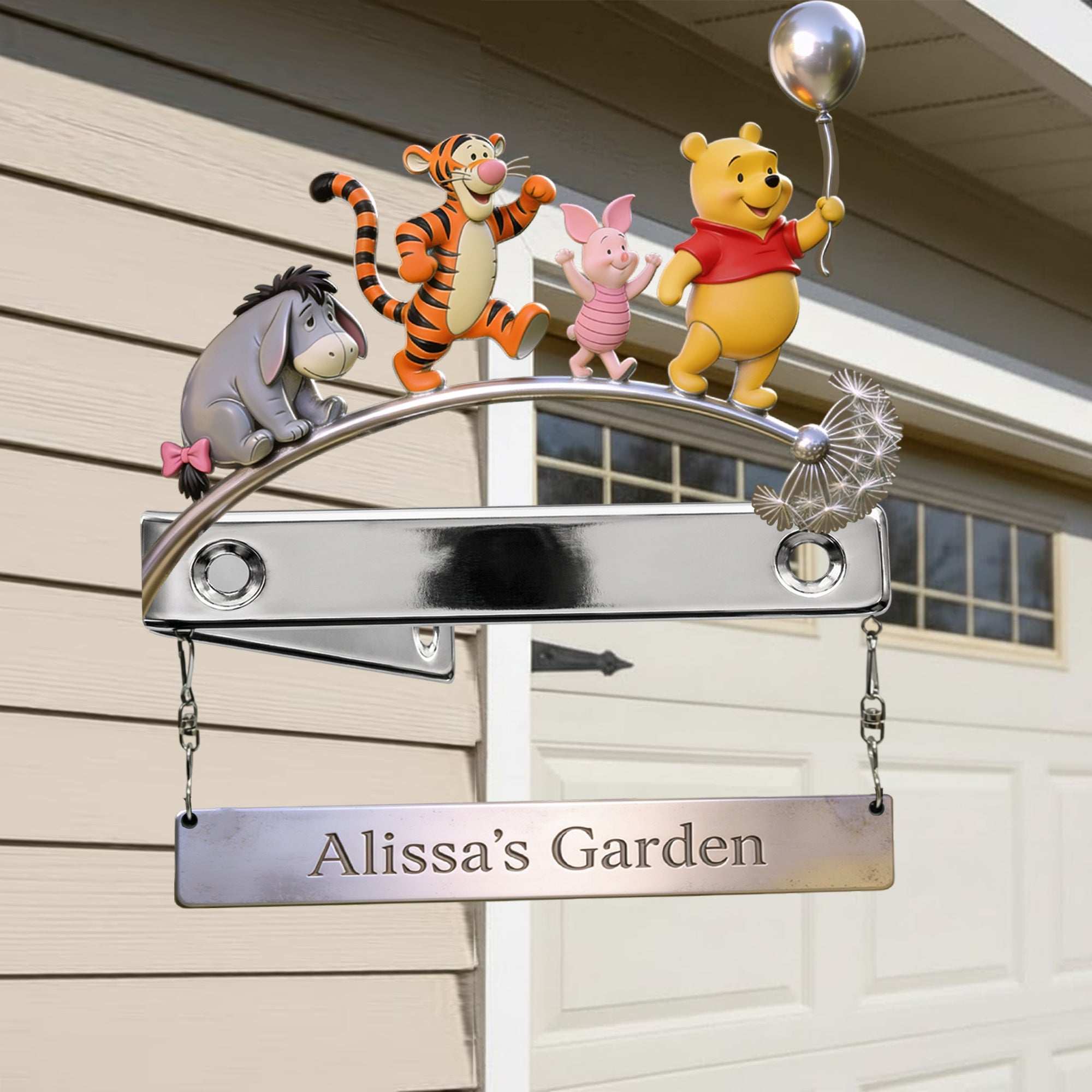 Personalized Yellow Bear Wooden Wall Mount Sign for Garden Wooden Wall Mount Sign GradoCreations