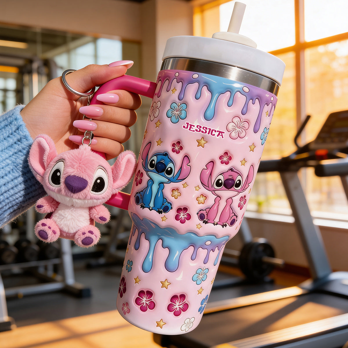 Personalized Ohana Tumbler with Plush Charm for Kids Tumbler With Plush Charm GradoCreations