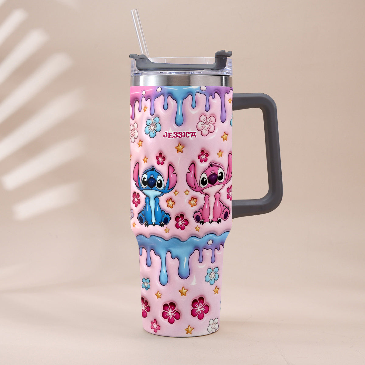 Personalized Ohana Tumbler with Plush Charm for Kids Tumbler With Plush Charm GradoCreations