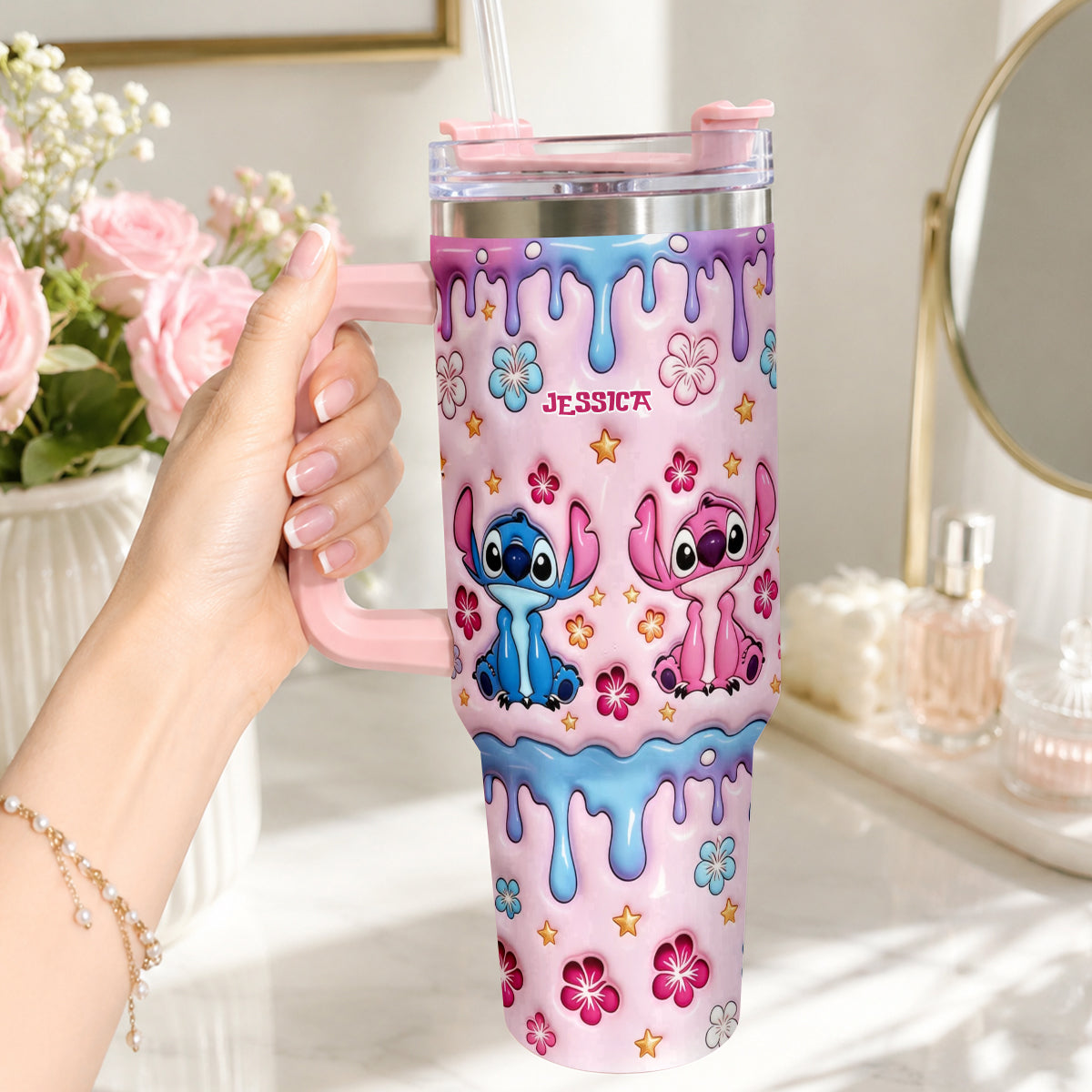 Personalized Ohana Tumbler with Plush Charm for Kids Tumbler With Plush Charm GradoCreations